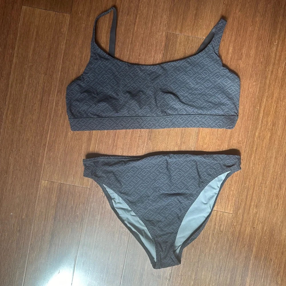 FENDI x SKIMS Black Logo Scoop Bralette and Bikini Size 2X - Picture 2 of 7